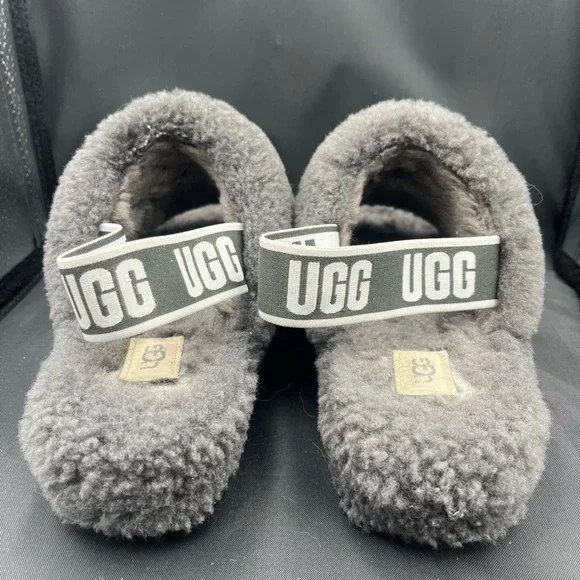UGG Charcoal Fluffy Slides - Picture 7 of 11
